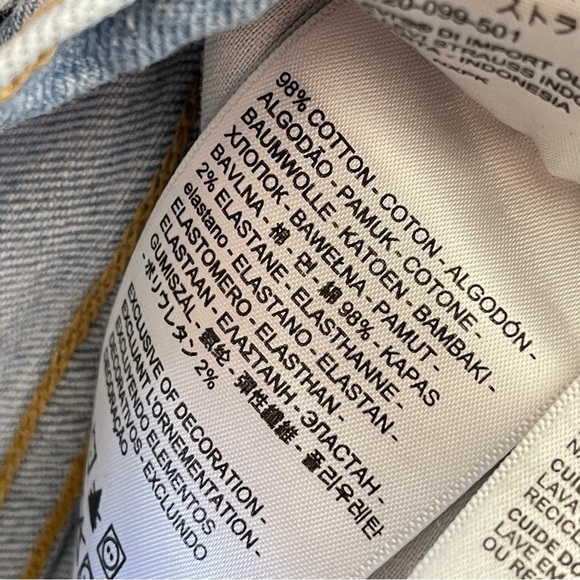 Levis Wedgie Straight Jeans 28 Distressed Light Wash Raw Hem Button Fly Stretch - Picture 10 of 11